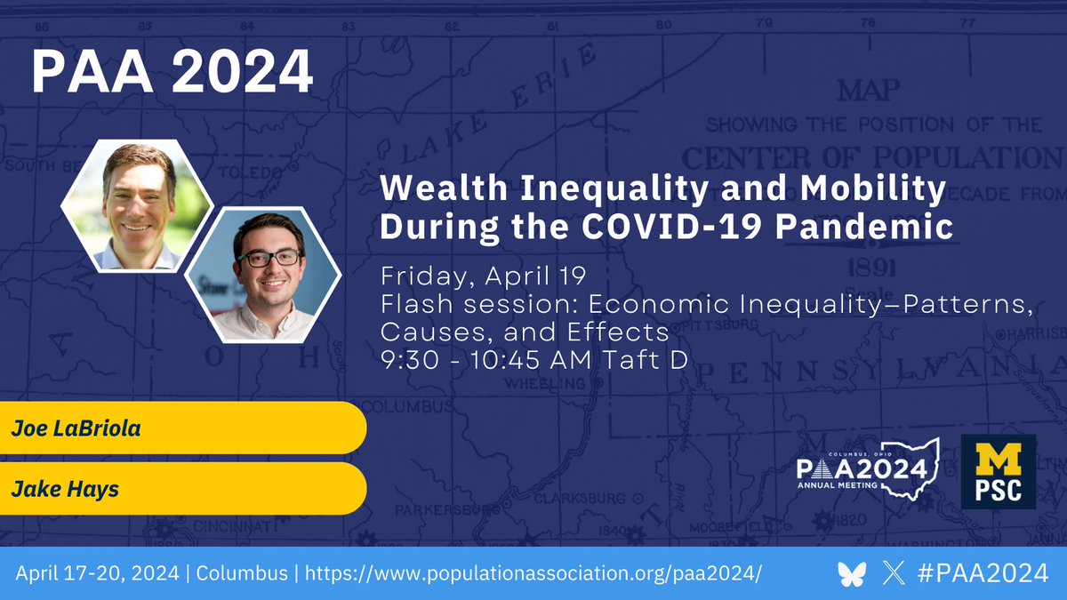 In the flash presentation session in economic inequality, don't miss @jakehays and @joelabriola present on new @umpsid data on how household wealth in the US changed in the years of the COVID-19 pandemic, substantially widening wealth inequalities. @UM_PSC @UMichStoneCID