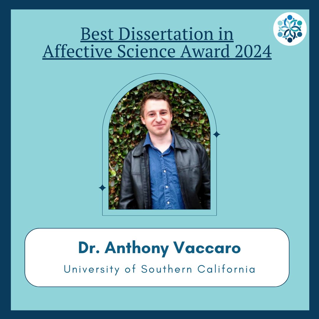 Society for Affective Science (@affectscience) on Twitter photo Congratulations to <a href="/AGVacca/">Anthony G Vaccaro</a> for winning the SAS Best Dissertation in Affective Science Award!! #AffectScience2024 Congratulations to <a href="/AGVacca/">Anthony G Vaccaro</a> for winning the SAS Best Dissertation in Affective Science Award!! #AffectScience2024