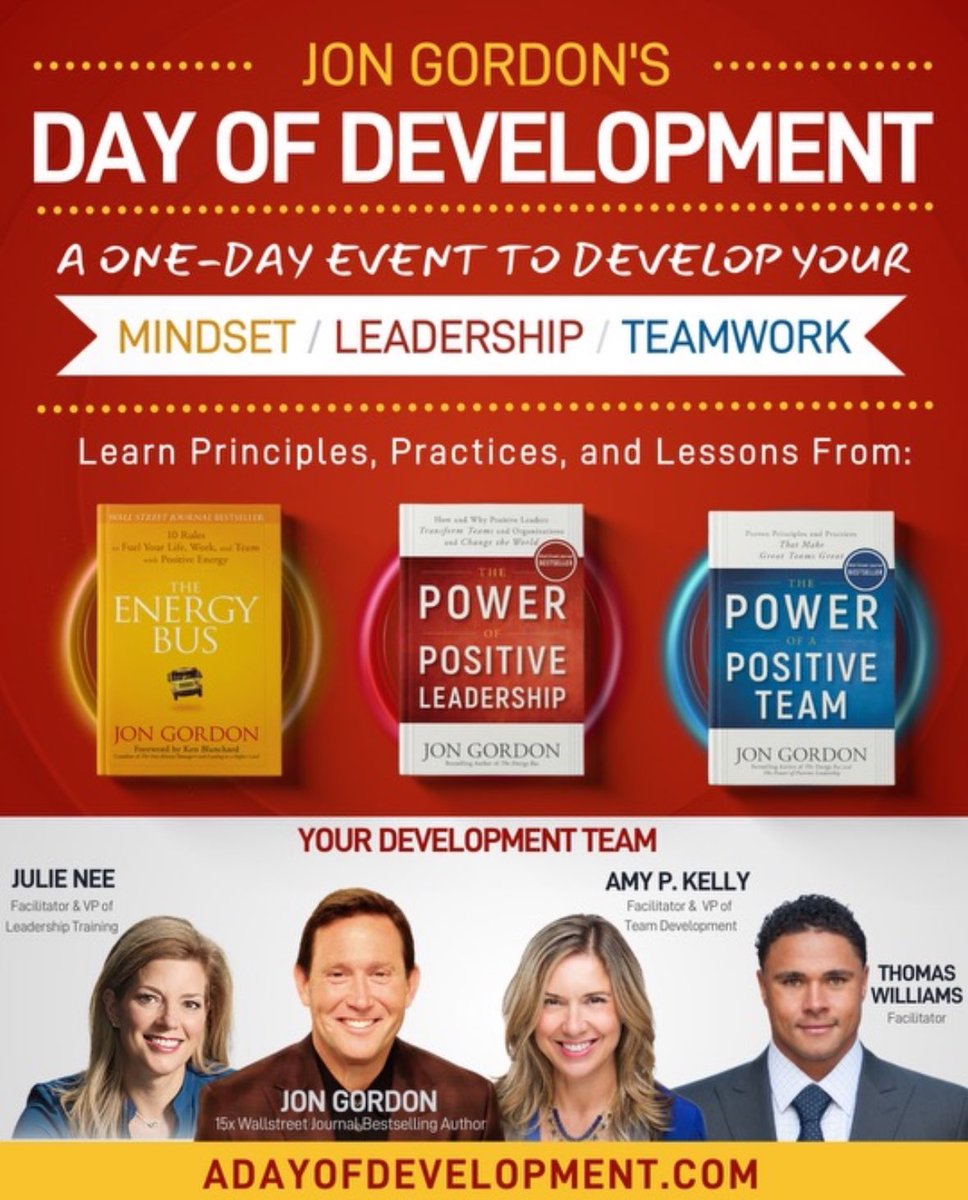 I want to invite you to my upcoming “Day Of Development” to develop your Mindset, Leadership and Teamwork. 

Join me in Charlotte, NC - April 11, 2024!

It’s a one of a kind experience that will help you overcome negativity, adversity, low morale, apathy, poor communication and