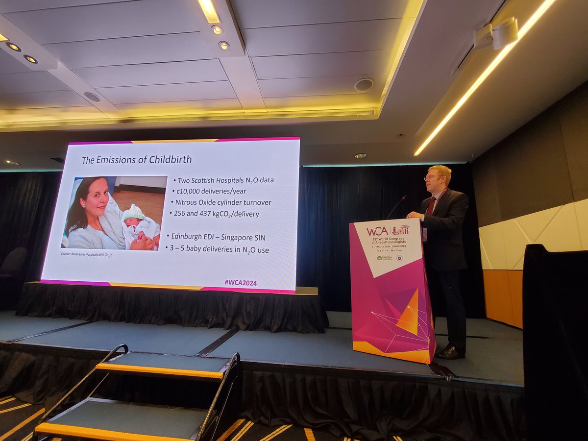 Is nitrous oxide cracking a solution to minimize carbon footprint? Prof. Andrew Goddard speaks on the nitrous cracking in labor ward at #WCA2024 @NHSuk