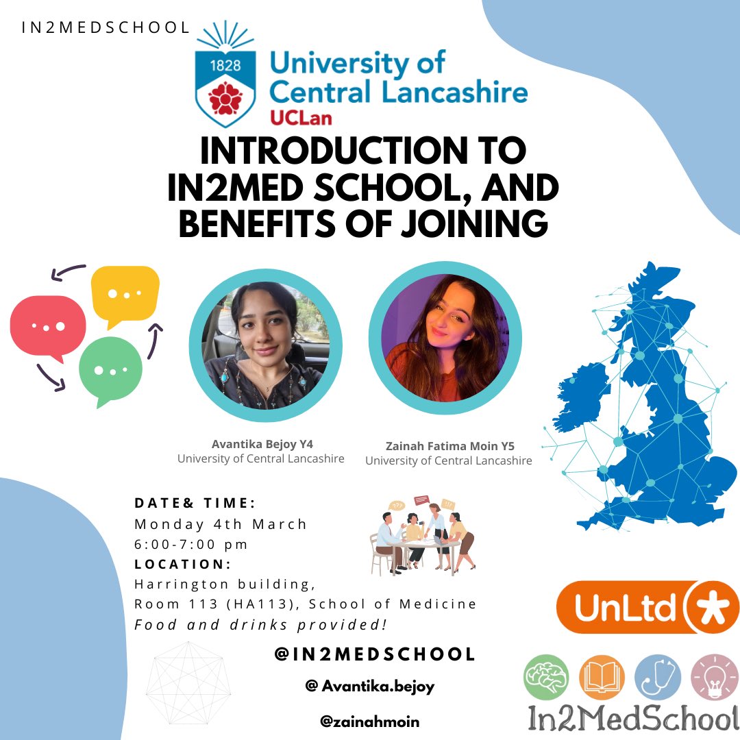 Fantastic upcoming event by the RH team from University of Central Lancashire on an Introduction to In2Medschool and the benefits of joining @avantika.bejoy @zainahmoin