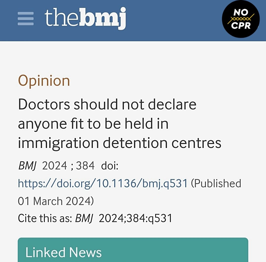 🔴 "DOCTORS SHOULD NOT DECLARE ANYONE FIT TO BE HELD IN IMMIGRATION DETENTION CENTRES"
👉🏼bit.ly/49ziaQU