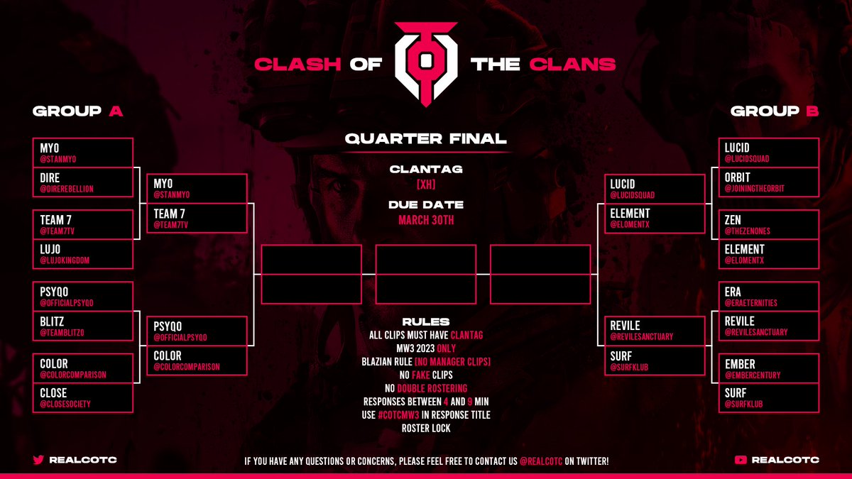 RealCOTC's tweet image. #COTCMW3 Quarter Finals [XH]