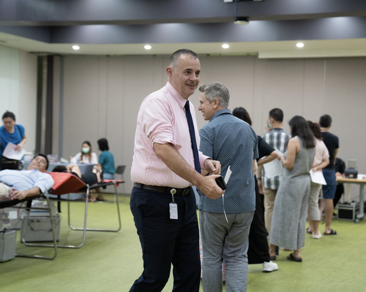 The ISB community Thai Red Cross Blood Drive. Rh(-) blood in Thailand is rare. In the Thai population it is 0.3%, while in European/Western descent it is more than 25%, so donations from those in the Expat community can be very important to everyone living in Thailand. #care