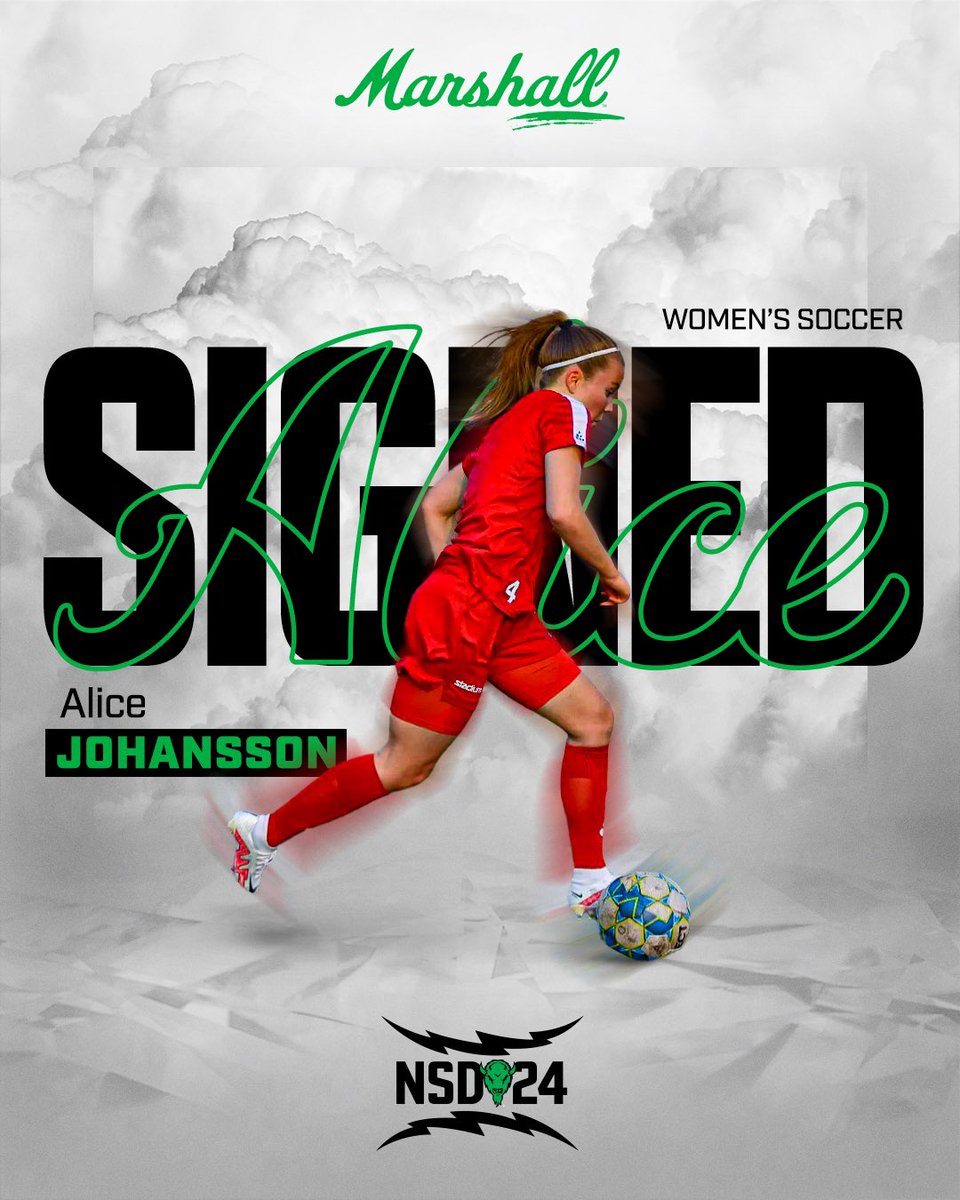 𝗦𝗶𝗴𝗻𝗲𝗱! ⚡️ 🤘 Welcome Alice Johansson from Sweden to the Thundering Herd! ⚡️ #WeAreMarshall
