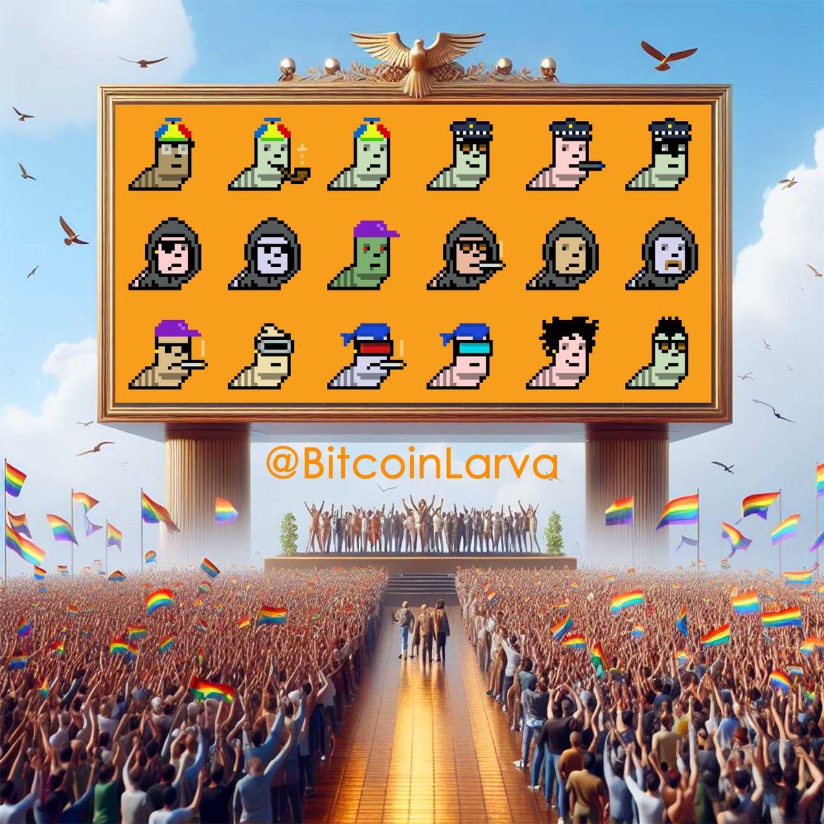 0xbtc5m's tweet photo. #btcnft 想象空间已经打开,速来埋伏,选择标的可以参考梅林链质押的名单,都可以算是蓝筹nft,除此之外还可以选择埋伏持有人多,价格低,形象好,有社区cx的,龙头带动大盘,低估的起飞。#BitcoinLarva 可以关注一下。#brc20 #BTC #nft https://t.co/Kvertl1c0T