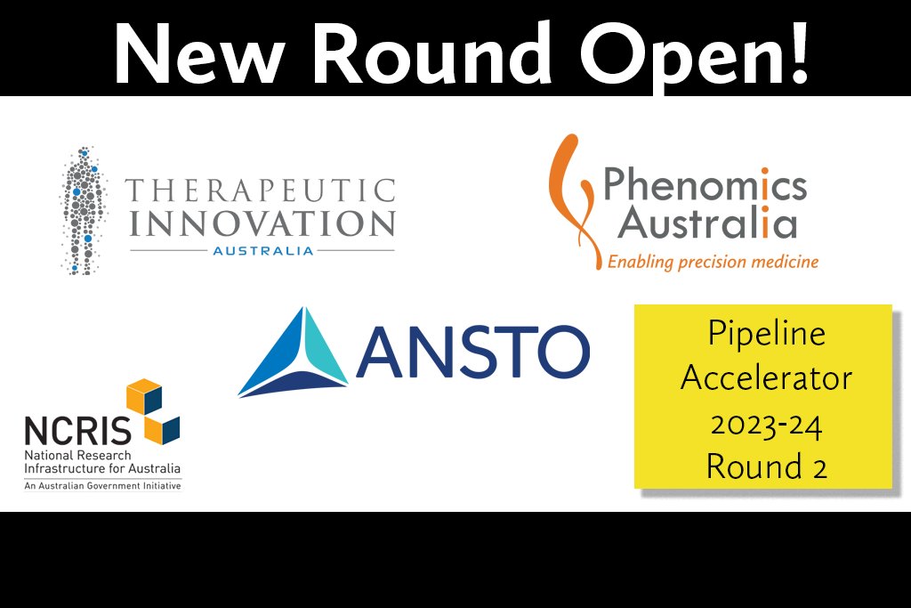 Pipeline Accelerator 2023-24 Round 2 Now Open!

#PhenomicsAustralia, Therapeutic Innovation Australia (<a href="/TIA_Aust/">TIA</a>) &amp; <a href="/ANSTO/">ANSTO</a> team up to ignite support for the discovery and translation of medical research.

phenomicsaustralia.org.au/pipeline-accel…

Applications close on 26th April 2024, 5pm (AEST).