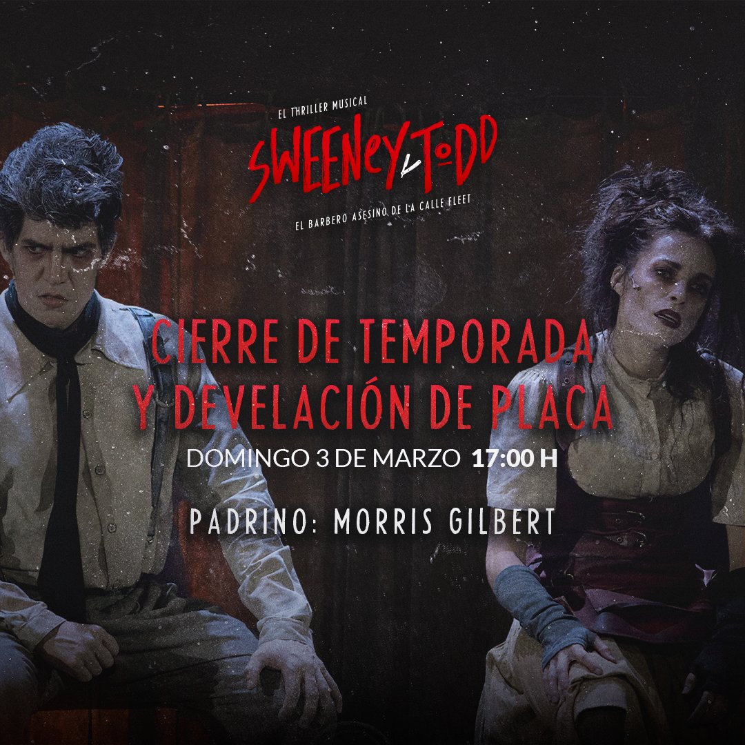 NOSTALGIA 🥹
 
Los últimos latidos están sobre el escenario y se sincronizan con el público.❤️‍🔥
 
El último pay 🥧, la última afeitada 🔪🩸… la última función. 🎭

Una noche por demás memorable, con invitados especiales nos darán un cierre con BROCHE DE ORO. #SweeneyToddMex