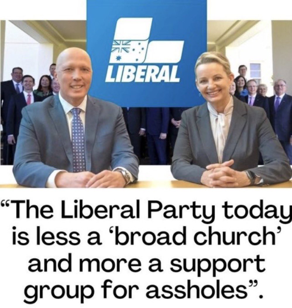 The current state of the Liberal Party.
Like, share, repost.
#auspol #DunkleyByelection #DunkleyVotes #LNPAreDelusional #LNPCorruptionParty #LNPCultistsGriftersLiars @sussanley @PeterDutton_MP