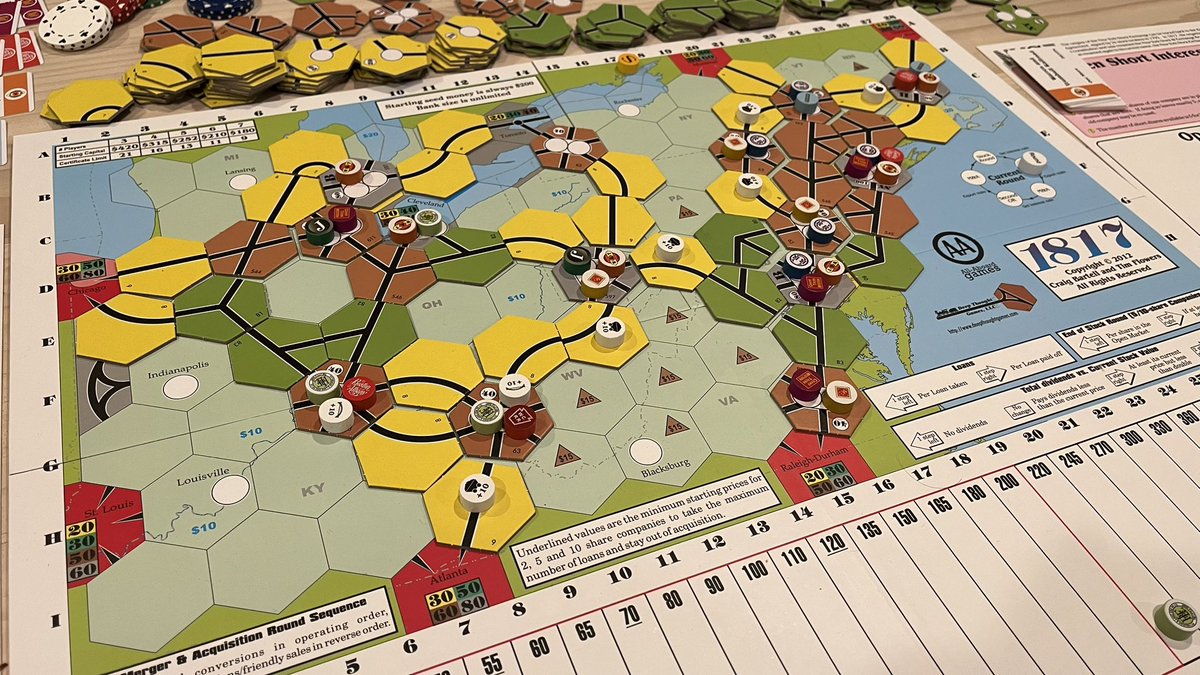 D_ChooNJ's tweet photo. 1817โฆ4 playersโฆ7 hoursโฆunlimited fun!
#18xxgames #traingames #boardgames #tabletopgames #economicgames @aag18xx https://t.co/vLmujZroI3