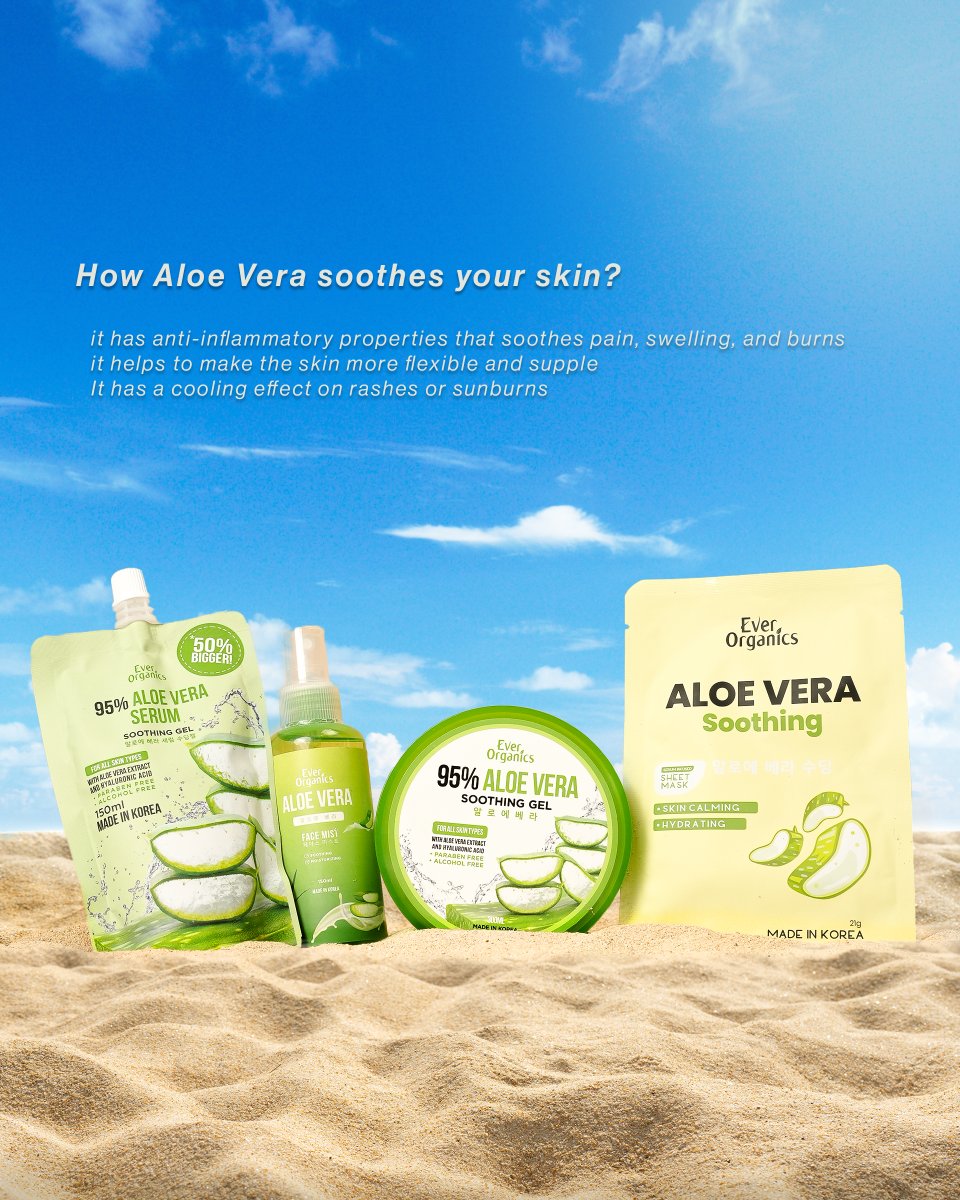 The most soothing skincare collection perfect for summer 😌  It's the secret to summer skin perfection! 💚

#EverOrganics
#WhatYourSkinDeserves