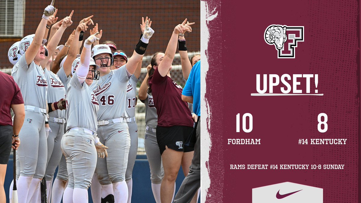 🥎 Congrats to <a href="/FordhamSoftball/">Fordham Softball</a> on the big win over #14 Kentucky today at the Queen City Classic, Fordham’s first win over a ranked team since 2017. It’s a great day to be a Ram!
📰 bit.ly/3Tmqldm