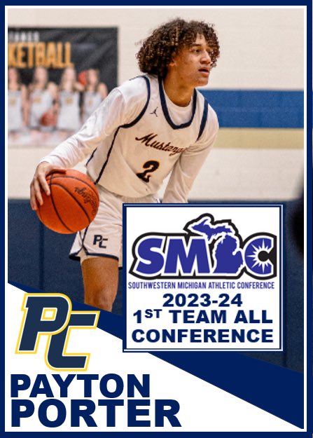 PCHS_Basketball's tweet photo. Congratulations to @paytonport1 for being named to the 2023-24 @SMAC_Sports All Conference Team!
@HankampScott @PrepHoopsMI @matthewehler @BrzezinskiAlec @TheDZoneBBall @FOX17Blitz @NolanU_17 @HoopsRecruitUSA @michiana_hoops https://t.co/qghWFbB5Qb
