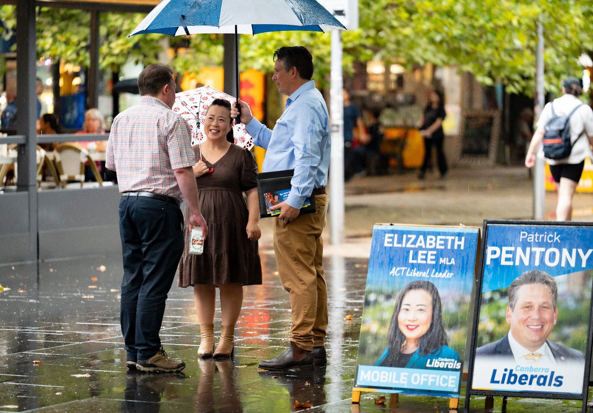 Elizabeth Lee MLA (@elizabethleemla) on Twitter photo Rain, hail or shine you’ll see <a href="/CanberraLibs/">Canberra Liberals</a> candidate for Kurrajong <a href="/PatrickPentony/">Patrick Pentony</a> talking to Canberrans about issues that matter because he’s working hard to make sure we bring about a change of government in October this year! Rain, hail or shine you’ll see <a href="/CanberraLibs/">Canberra Liberals</a> candidate for Kurrajong <a href="/PatrickPentony/">Patrick Pentony</a> talking to Canberrans about issues that matter because he’s working hard to make sure we bring about a change of government in October this year!