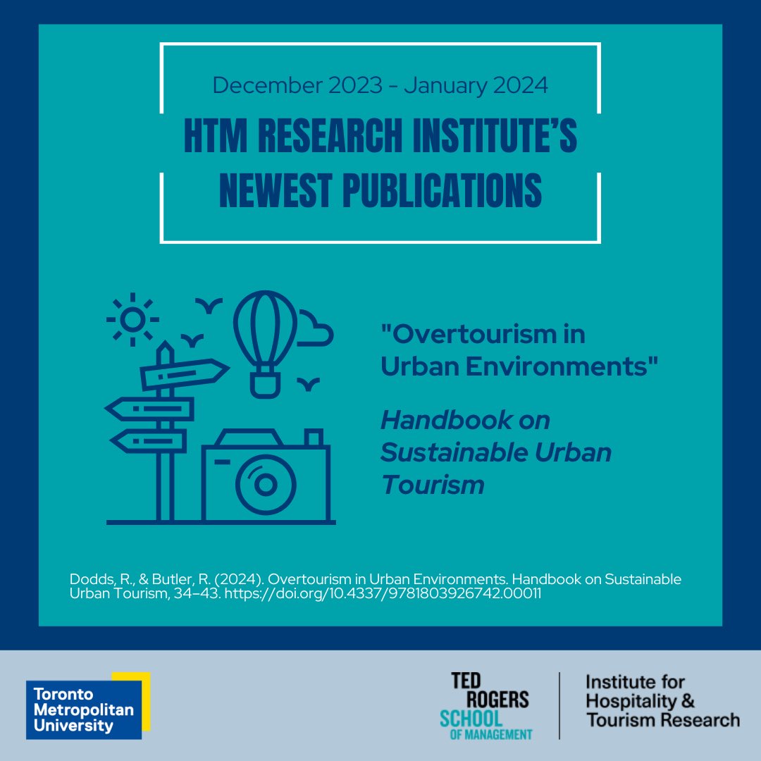 HTMResearch's tweet photo. Congratulations to Dr. Rachel Dodds and Richard Butler on their paper titled "Overtourism in Urban Environments" published in an edited Handbook on Sustainable Urban Tourism (Edward Elgar).

Check out the newly published paper with the following link: https://t.co/LjIuqx4ZFX https://t.co/2dlMIicgij