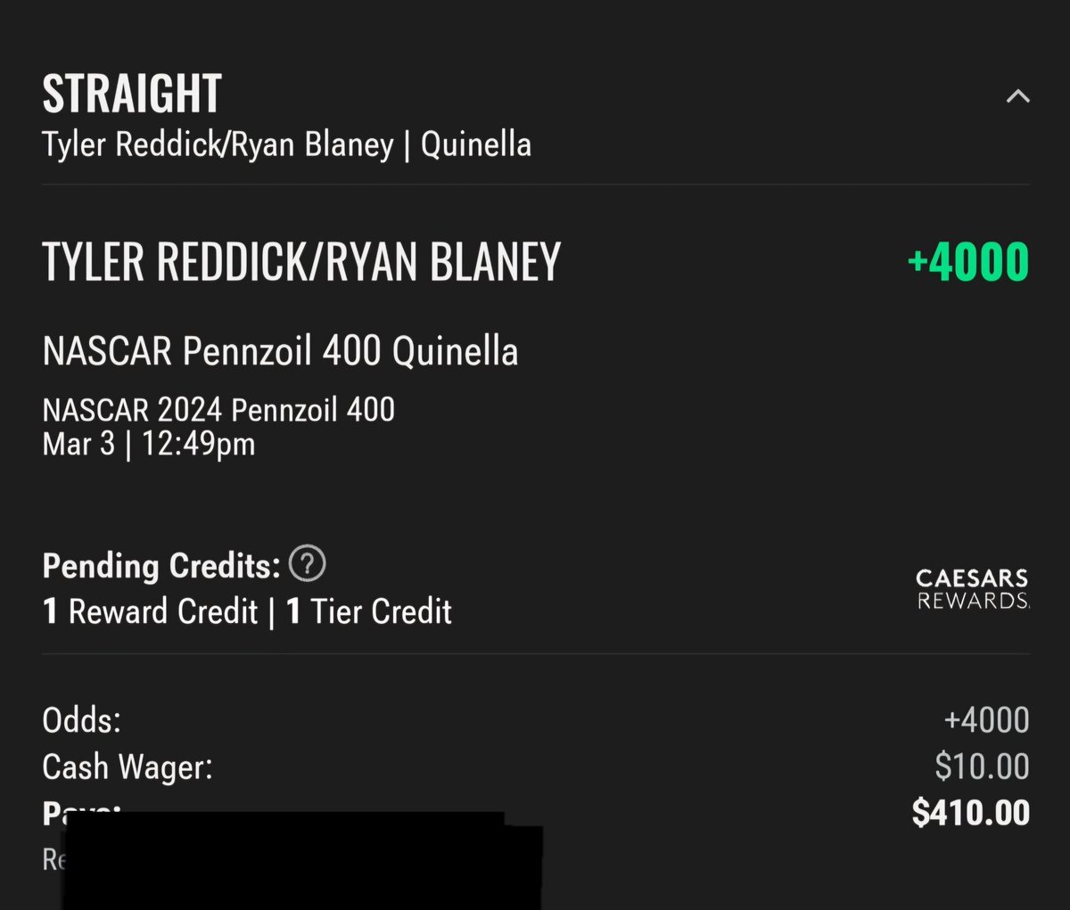 So close y'all 🤪 I wouldn't advise playing these often, but since I was in Vegas, I had to. And I felt very confident in my assessment of these cars. In the end, Kyle Larson proved why he's the #Championship4 favorite though. #Pennzoil400 #NASCAR #NASCARbetting
