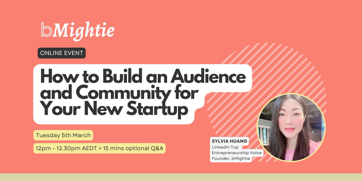 💬 Calling all new and aspiring #founders! Join us in this online #masterclass on how to build an audience and #community online for your new #startup 🌟Sign up on lu.ma/ekzho8w7 ​🚀In this 30-min session with 15 min optional Q&A, I will be covering - When to build your…