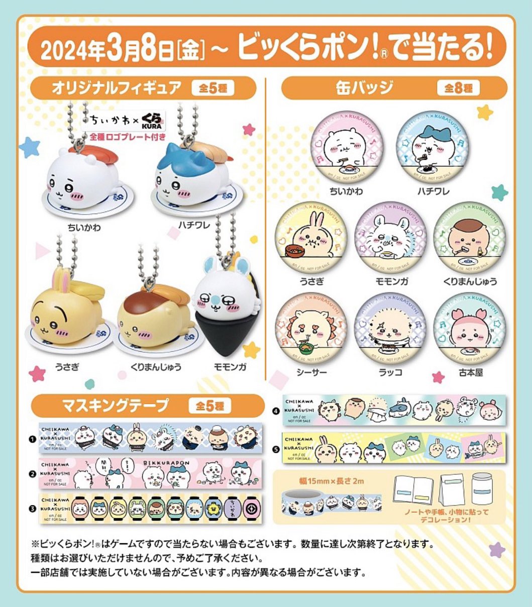 くら寿司×ちいかわ　コラボ第三弾　びっくらポン（モモンガ）　早い者勝　最安値 解説】ちいかわ×くら寿司コラボ第3弾！限定メニュー＆グッズ