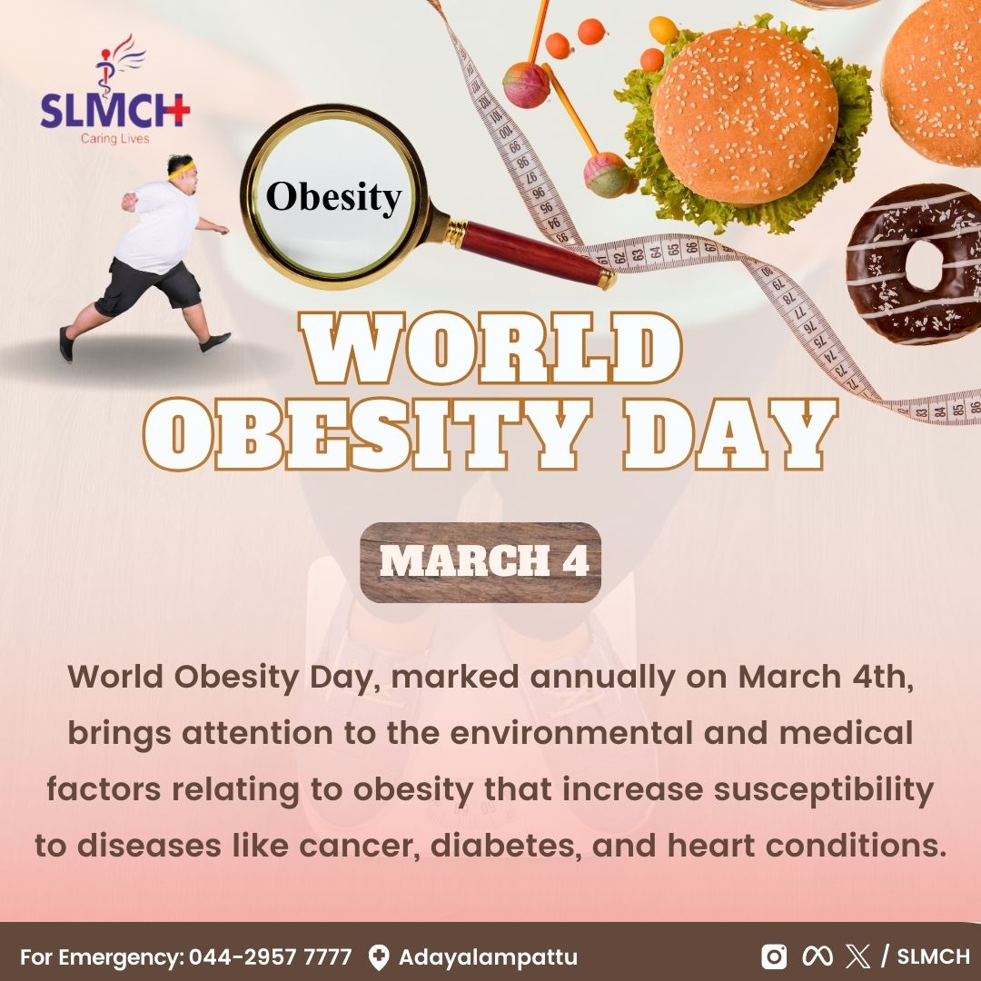 World Obesity Day
Check out our blog
blog.slmch.ac.in/2024/03/03/wor…
#SLMCH #Savinglives #srilalithambigai #adayalampattu #DRMGR #MGRERI #WorldObesityDay #HealthyWeightAwareness #EndWeightStigma #ObesityPrevention #HealthAtEverySize #BodyPositivity #WeightManagement #NutritionMatters