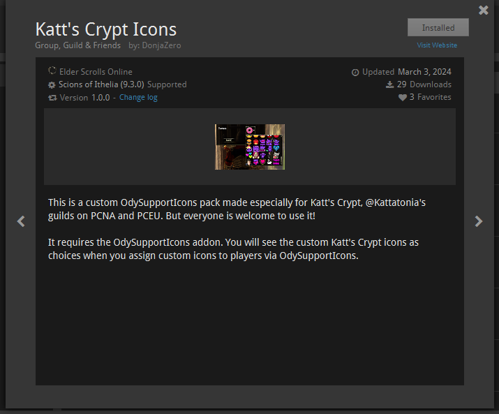 KattatoniaTTV's tweet image. ⭐️So excited we now have our own Katt's Crypt Icon Pack for the OdySupportIcons Addon on ESOUI &amp;amp; Minion!! Huge thank you to @Donjazero for making this for us!!! ⭐️SO AWESOME ⭐️having custom icons for the community!! #ESOFam #KattsCrypt
