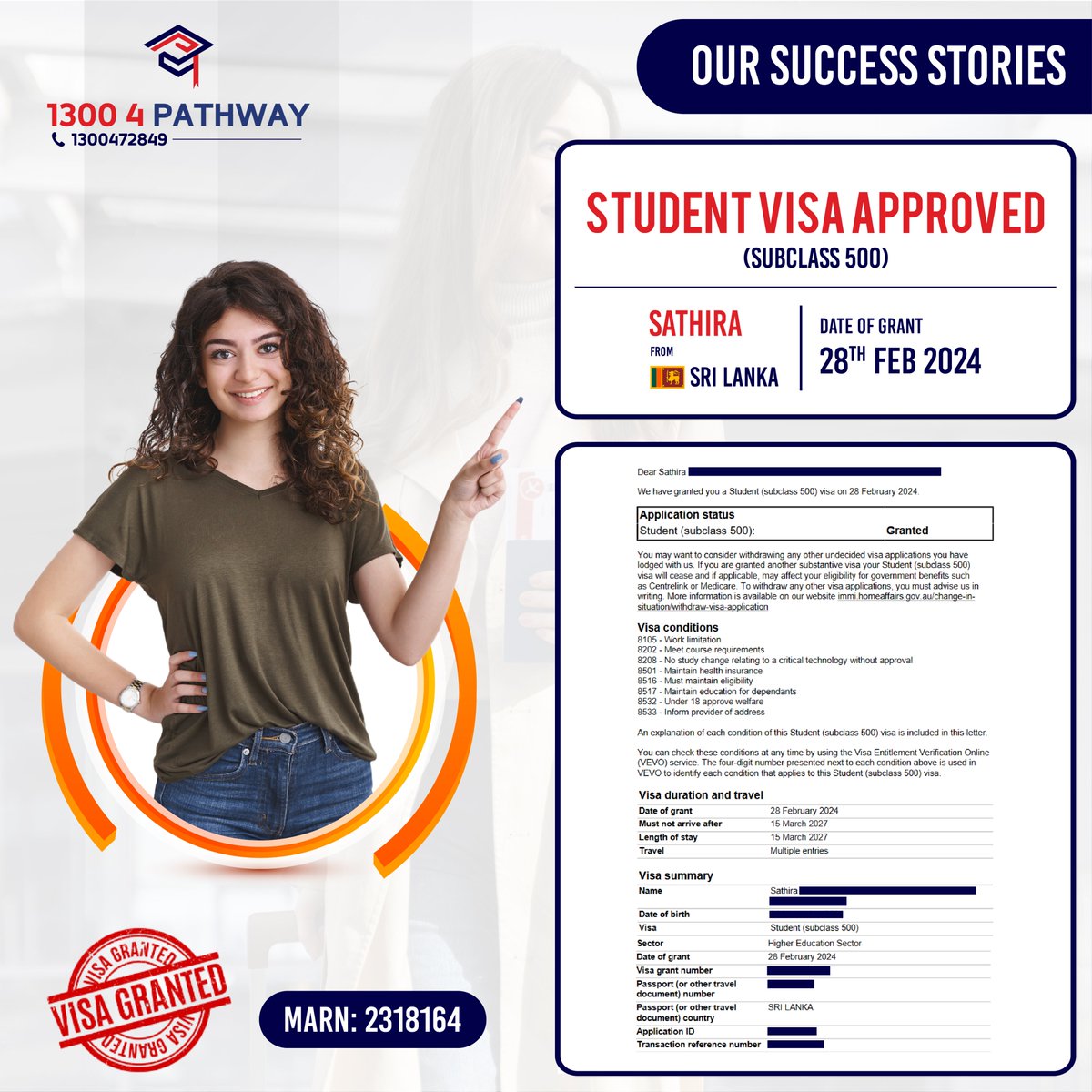 pathway_edu_au's tweet photo. ππ¨βπ Celebrating Sathira's Visa Success Story!
ππ Heartfelt congratulations to Sathira from Srilankaπ±π°π±π°
#visaservices #migrationagent #migrationserviceinmelbourne
#immigration #migrationservice #visa #studentvisa #visagranted #subclass500 https://t.co/4C9lccBm9X