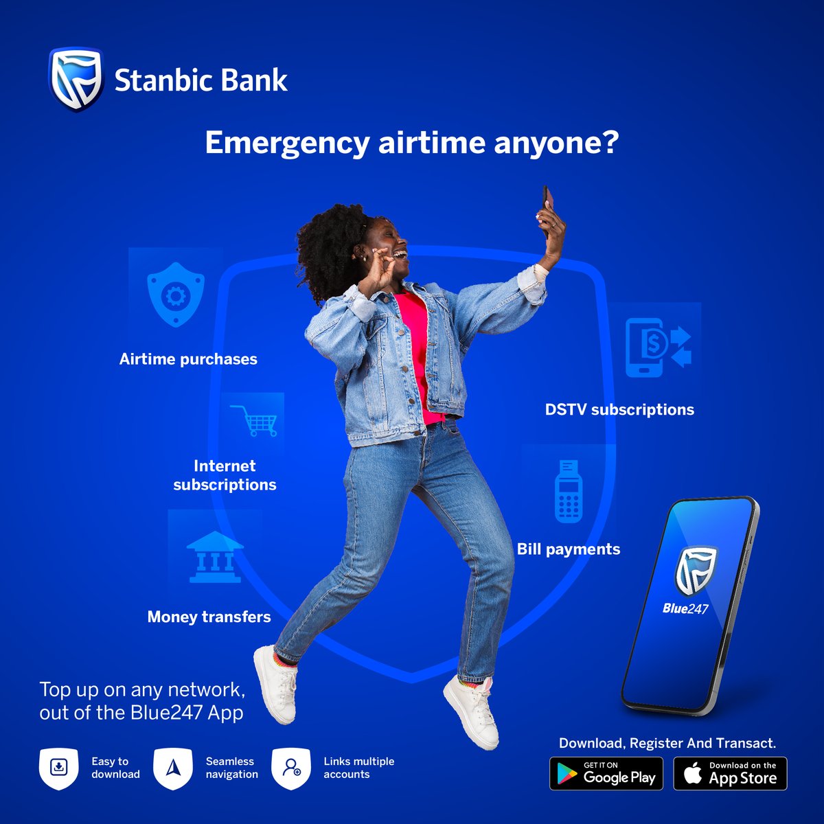 StanbicBankZW's tweet photo. With Blue247, you are always connected, and always in touch! #Blue247 https://t.co/DUJK6vxvBQ