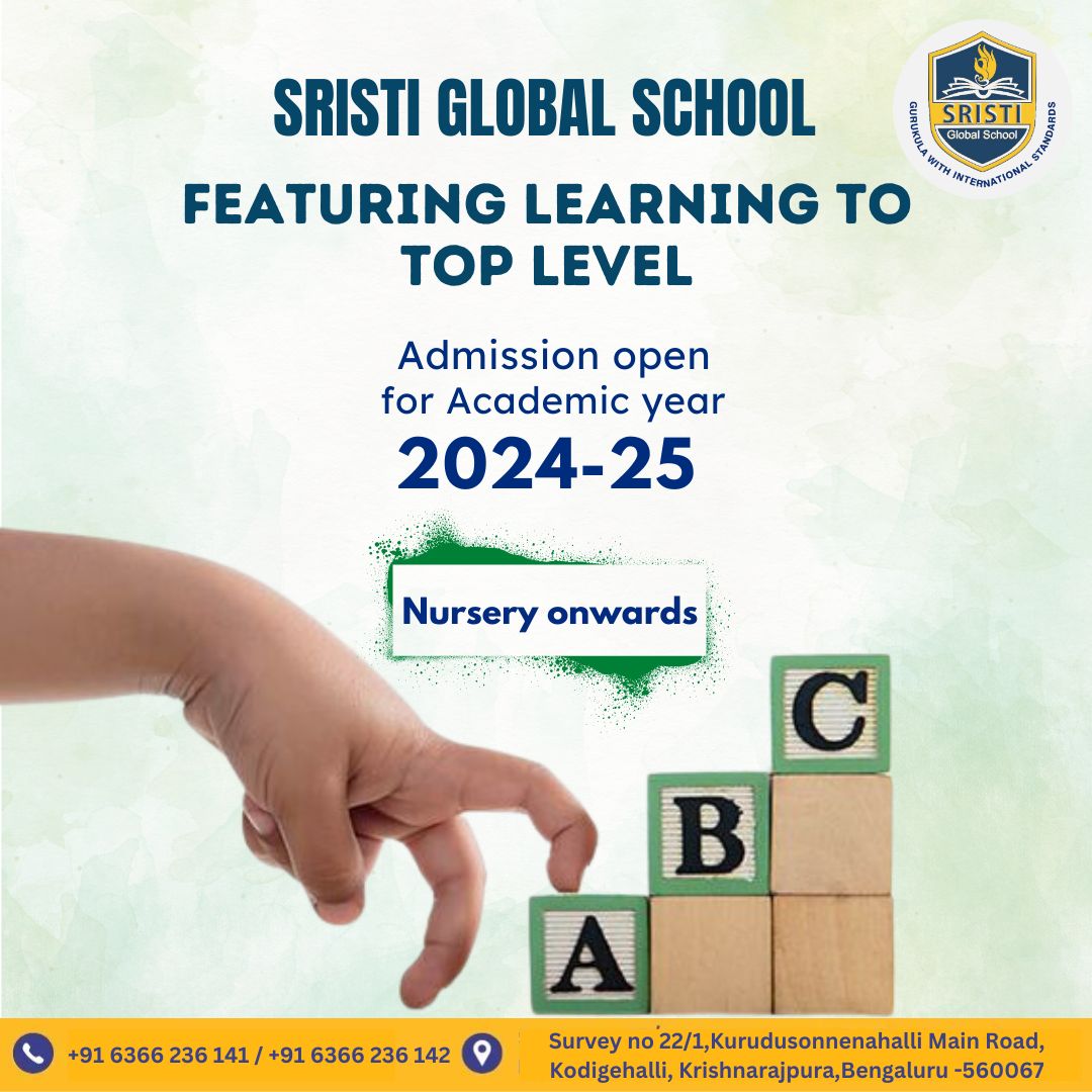 Discover excellence at Sristi Global School!  Admission open for Academic year 2024-25, from nursery onwards. Enroll now! 📚

#sristiglobalschool #schooladmissions #bangaloreschools #schoolactivity #Admissions #AdmissionsOpen #Admissions2024 #nurseryadmissions #skilldevelopment