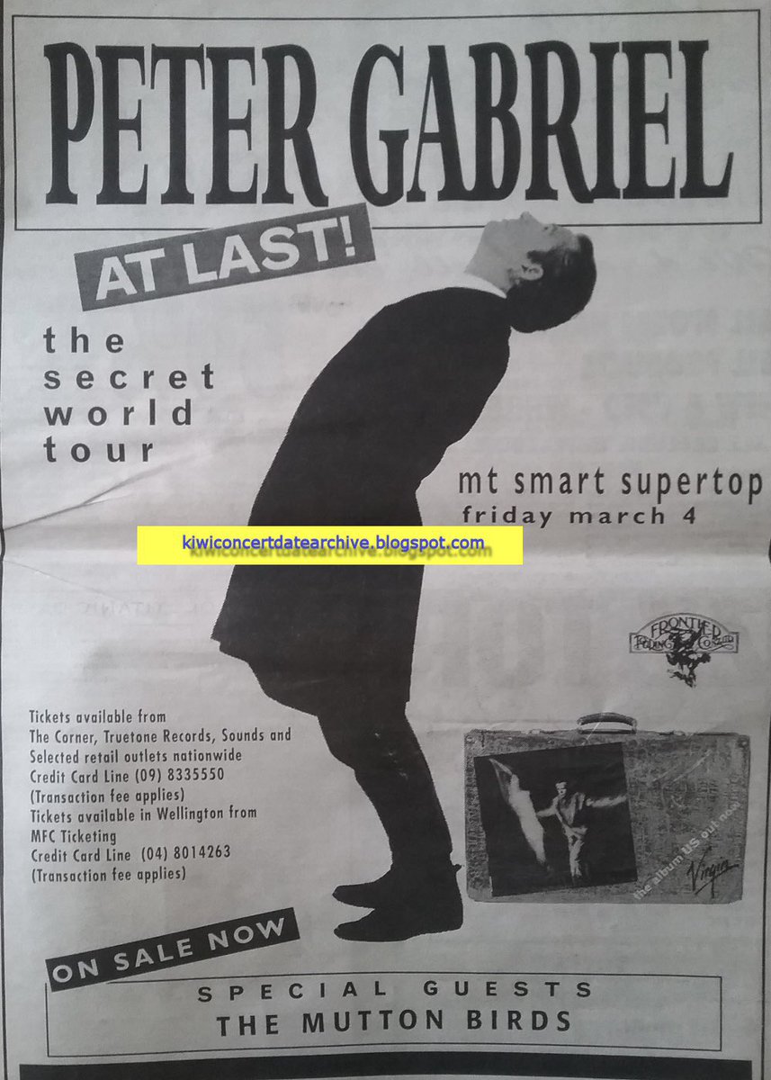 SoundBites_Rock's tweet photo. 30 YEARS AGO (on 4 March 1994), #PeterGabriel performed at the Mt. Smart Supertop in Auckland, New Zealand! It was part of #TheSecretWorldTour and I was there! 🎶🙌
#90sconcert #90srock #progressiverock #artrock #poprock #rock #livemusic #mtsmartsupertop #auckland #newzealand https://t.co/1LfRyLrkkw