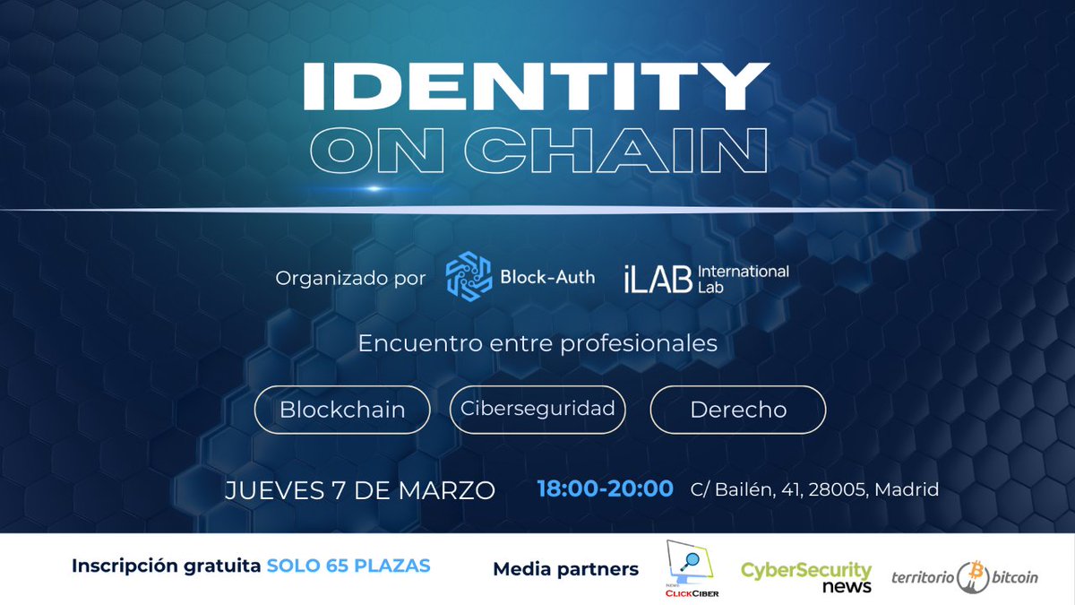 iLABMadrid's tweet image. 🔗 IDENTIDADES EN CADENA - @Block_Auth 

📅 7 de marzo
⏰ 18:00h a 20:00h.
📍 International LAB (Calle Bailén, 41)
✍️ madridinnova.es/eventos/identi…