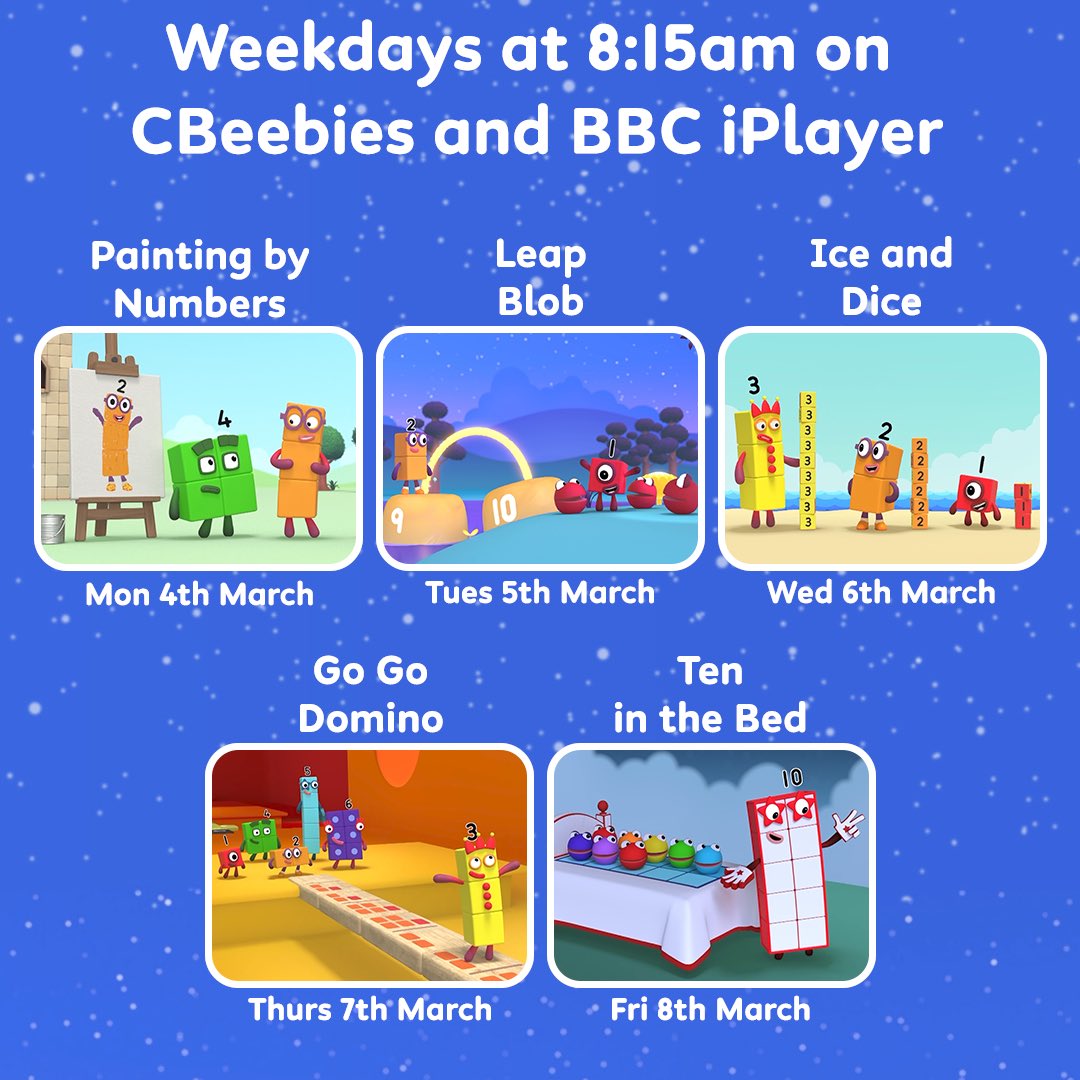 Numberblocks (@numberblocks) on Twitter photo The wait is almost over! π Clear your morning schedules for the next three weeks - starting from today, we've got NEW Numberblocks adventures coming to <a href="/CBeebiesHQ/">CBeebies Parenting</a> and BBC iPlayer at 08:15am. π
The wait is almost over! π Clear your morning schedules for the next three weeks - starting from today, we've got NEW Numberblocks adventures coming to <a href="/CBeebiesHQ/">CBeebies Parenting</a> and BBC iPlayer at 08:15am. π