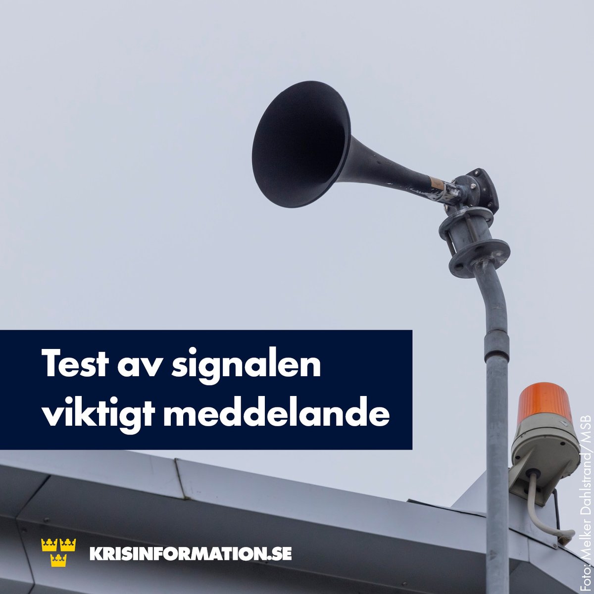 📢 Idag måndag 4 mars kl. 15.00, testas utomhussignalen för viktigt meddelande. Signalen låter i sju sekunder, sedan följer fjorton sekunders tystnad. Testet pågår under minst två minuter och avslutas med signalen för faran över. Läs mer om VMA: krisinformation.se/detta-gor-samh…