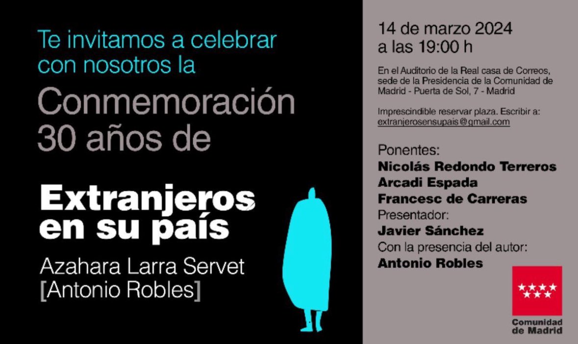 antonio_robles1's tweet image. Imprescindible reservar plaza. 
Madrid, 14/Marzo/2024.