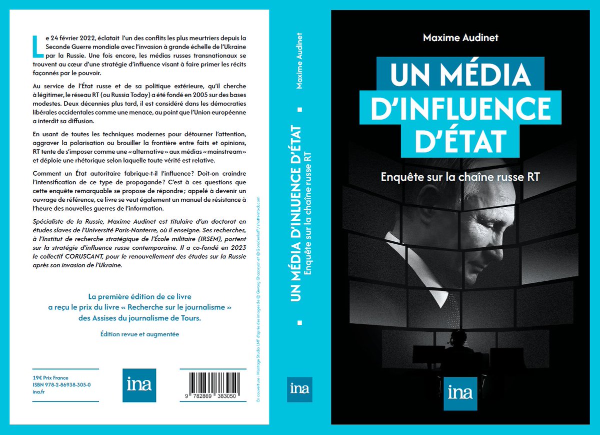 maximeaudinet's tweet image. 📚PARUTION📖 Mon livre, *Un média d’influence d’Etat : enquête sur la chaîne russe RT*, vient de paraître aux éditions de l’INA et est disponible en librairie depuis ce weekend ! 1/
mollat.com/livres/3049278…