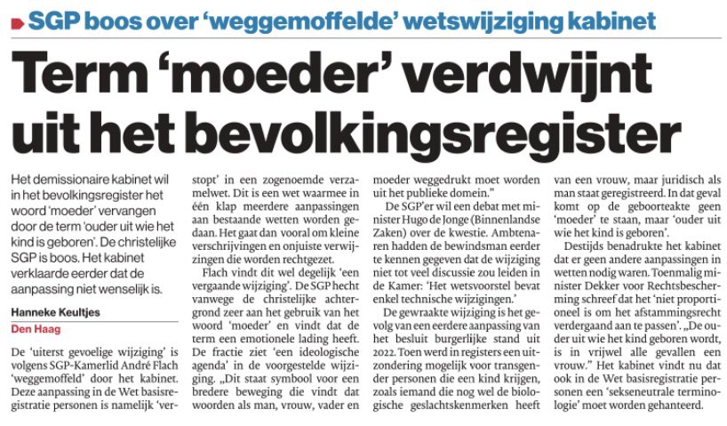 ralfsluijs's tweet photo. Ieder mens heeft of had een moeder. Hoe krankjorum moet je zijn om de eretitel van de vrouw die jou het leven geschonken heeft, te willen vervangen voor 'ouder uit wie het kind is geboren’? Dit ideologische gedram van activistische ambtenaren moet zsm stoppen. #moeder https://t.co/tlXRdizE0w