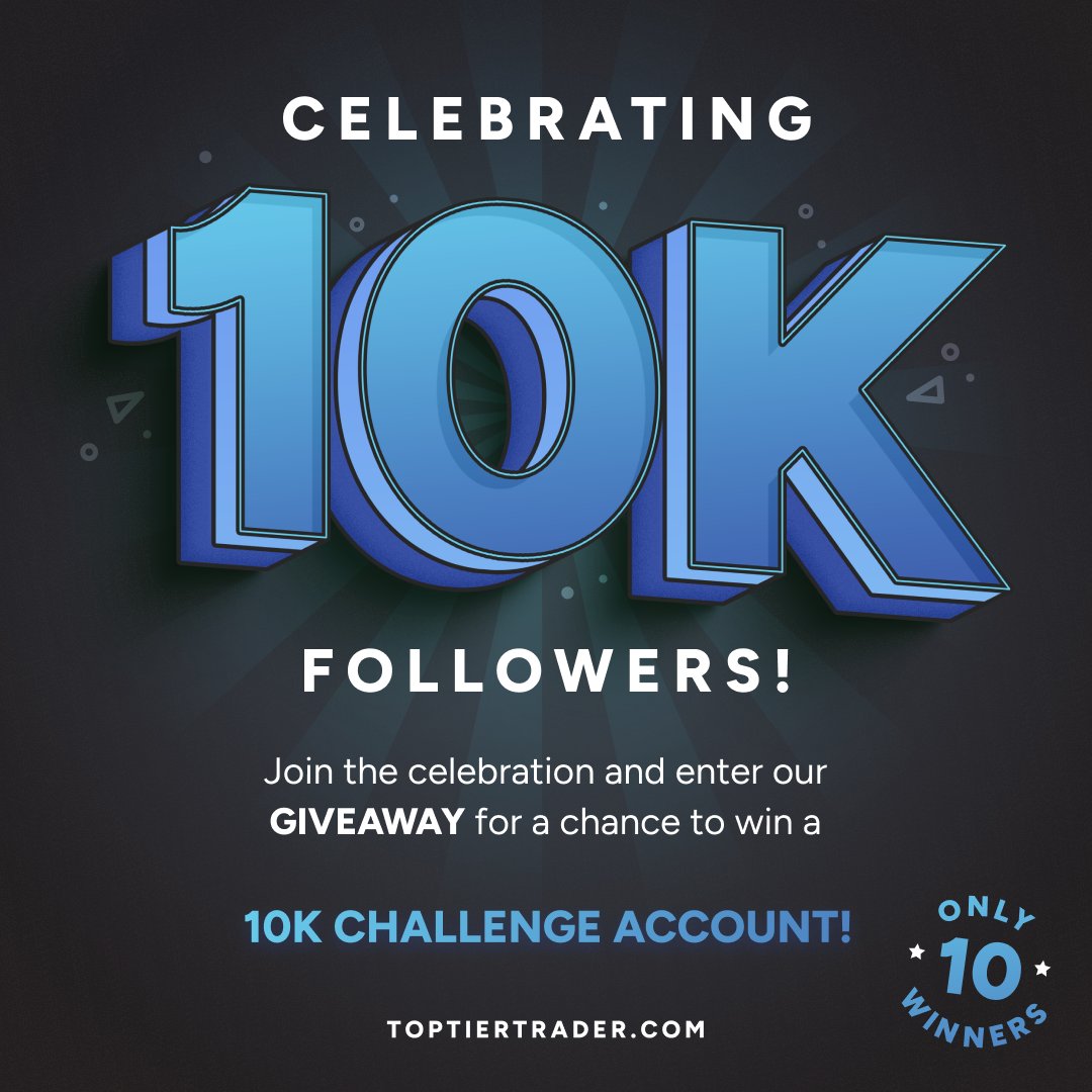 🥳10K Twitter Followers Celebration🥳

To thank our TopTier Community for helping us reach 10k on twitter, we decided to give back to you in the form of a giveaway!🏆🏆

🚀10 x 10k Challenges to be won🚀

RULES!👇

1⃣ Follow <a href="/_toptiertrader/">TopTier Trader</a>  @daveguttman_ <a href="/JoeBankss/">JoeBanks | Community Specialist</a> 

2⃣ Like and