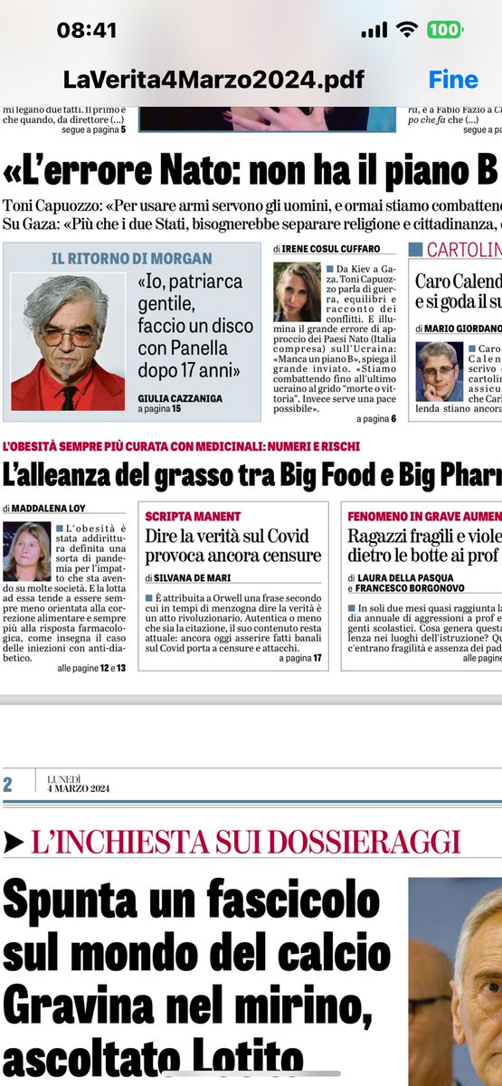 biondainside's tweet photo. @MarcoDabizzi Ciao Nut, interessante articolo su La Verità di oggi! https://t.co/sOQti2u37U
