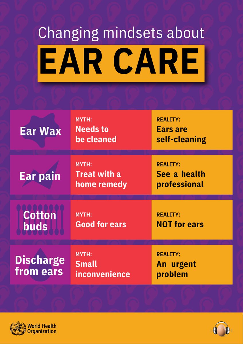 Keeping your ears healthy is key to maintaining good hearing. Don't: ❌Insert Q-tips, cotton buds, Hopi candles, or sticks into your ear ❌Do not treat ear pain with a home remedy ❌Share earphones or earplugs with others ❌Blast loud music directly into your ears