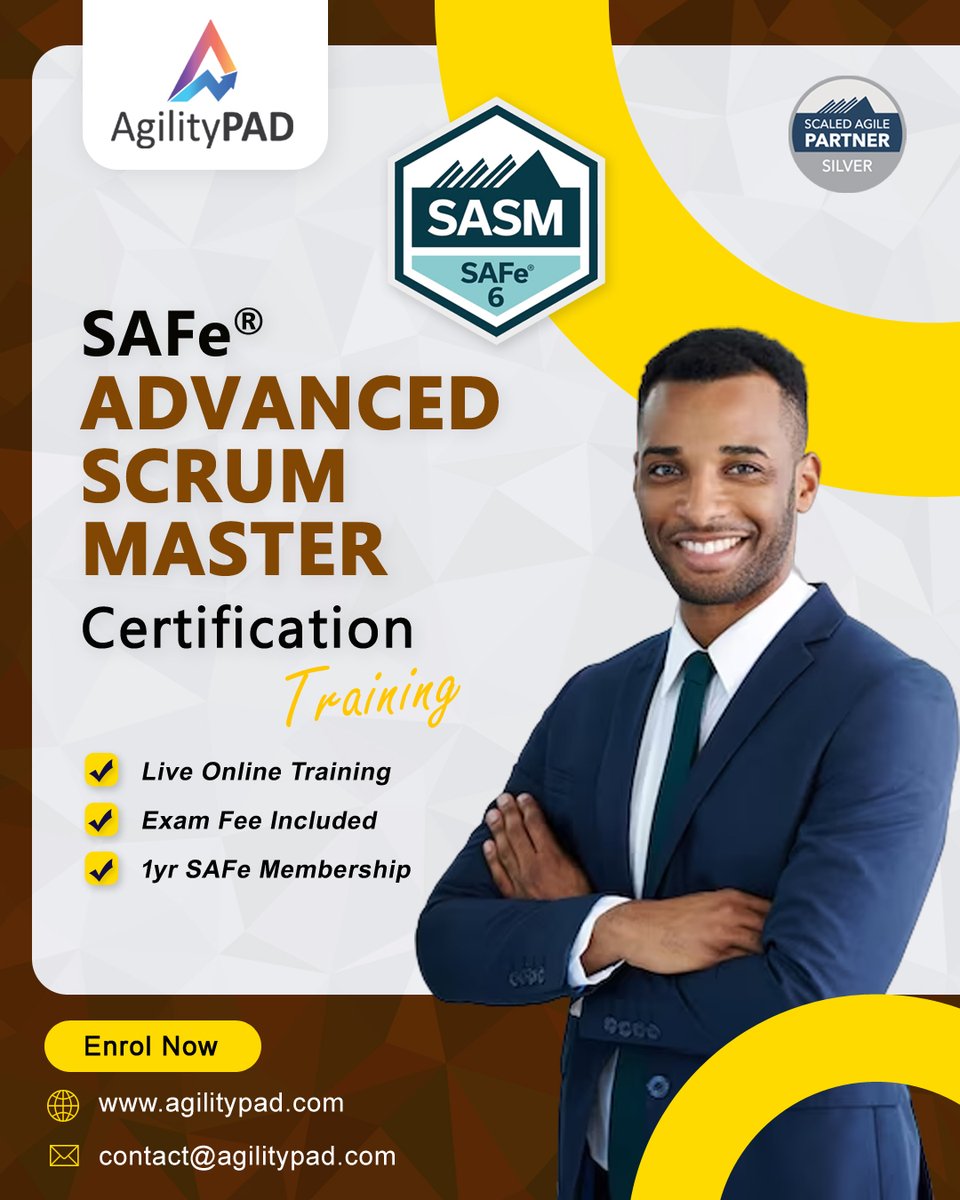 agilitypad's tweet photo. Boost your career with SAFe® Advanced Scrum Master (SASM) Certification.
✅ Online Training
BOOK NOW: https://t.co/DnX6K8Sonu
#scrum #scrummaster #scaledagile #kanban #scrumban #safeagilist #Safe6 #scaledagileframework #designthinking #innovation #scaledagile #agilecoach https://t.co/t4I3HuJ2Ly