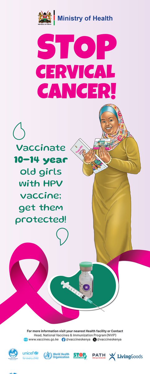 HPV vaccination can prevent cervical cancer.It is available free of charge in all government facilities providing routine immunizations. It is given in two doses to all girls between 10-14 years of age. 
#ActNow #StopCervicalCancer
#InternationalHPVAwarenessday