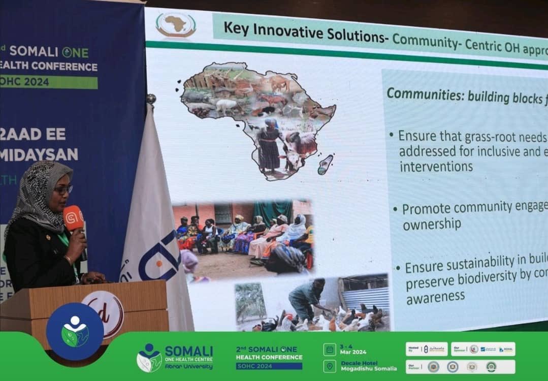 .<a href="/au_ibar/">AU-IBAR</a> Director, <a href="/HuyamSalih/">Huyam Salih</a> is attending the 2nd Somali One Health Conference. This year's theme is: "Empowering One Health Workforce to Drive Positive Change for Somalia &amp; the World”

We are Honored to contribute to such an important dialogue. 

#OneHealth #Somalia