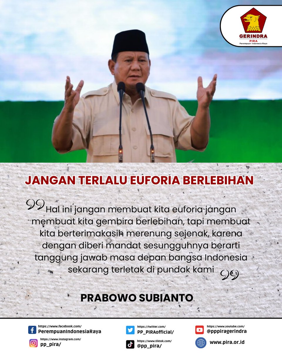 Instruksi dari Pak Prabowo.

#pira #piraluarbiasa #gerindra #gerindramenang #prabowogibran