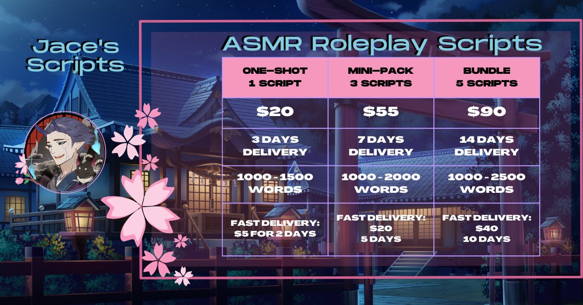 AikenJace's tweet photo. Hi, I'm 💠Jace💠. I've been writing ASMR Scripts for 3 years now. 

DM is open for any inquiry!💙💎

Check out my Fiverr for other services!
https://t.co/CDbp7qp1Ch
https://t.co/CDbp7qp1Ch

Order Form:
https://t.co/p5nKG3GZch
https://t.co/p5nKG3GZch

#ASMR 
#CommissionsOpen https://t.co/Q8Sz8xutuV