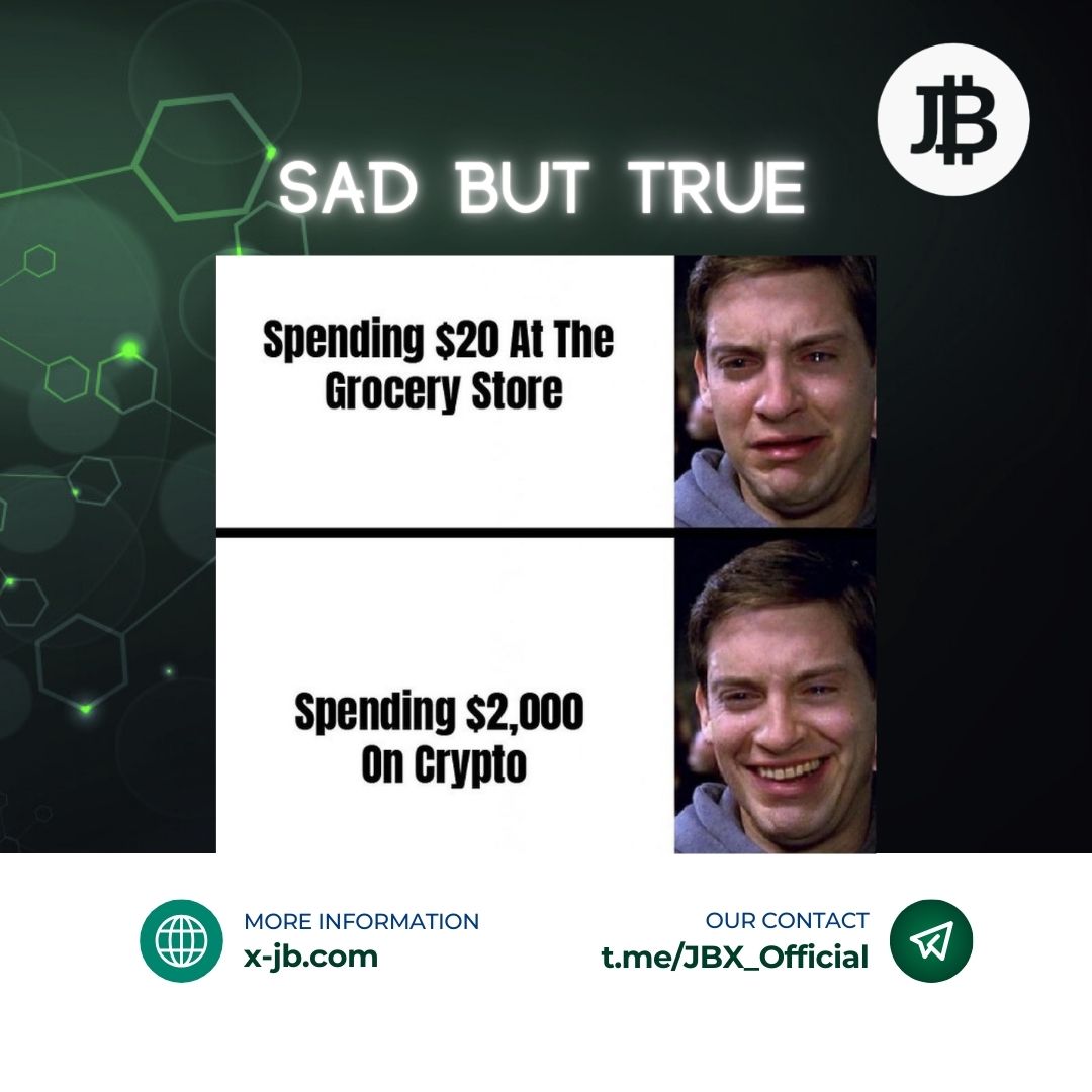 JBX_Official's tweet photo. When spending money on groceries makes you sadder than investing in crypto staking with X-JB. 😅💰 Don't miss out on the opportunity to earn passive income while securing your assets! #CryptoMeme #Staking #XJB #JournalofBlockchain #JBX #JB2 #JBUS #USDT #DeFi $BTC https://t.co/KD3Y9EPEHn
