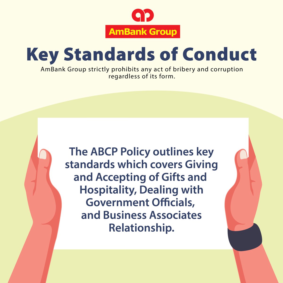 AmBankMY's tweet image. At AmBank Group, we have a zero-tolerance policy towards all forms of bribery and corruption. We have produced an infographic, summarising the details.
For more info, please visit ambankgroup.com/.../AntiBriber…...
#AmBank #ABCP #AmBankPolicy