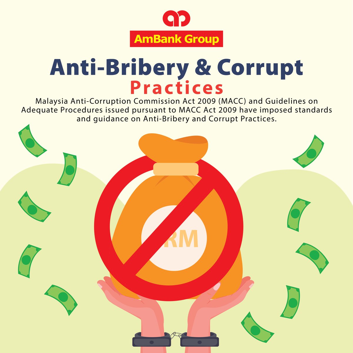 AmBankMY's tweet image. At AmBank Group, we have a zero-tolerance policy towards all forms of bribery and corruption. We have produced an infographic, summarising the details.
For more info, please visit ambankgroup.com/.../AntiBriber…...
#AmBank #ABCP #AmBankPolicy