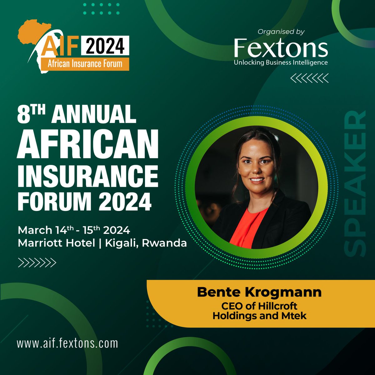 AIF2022's tweet photo. Excited to have Bente Krogmann, CEO of Hillcroft Holdings and mTek Services, join us as a panelist at #AIF2024 in Kigali, Rwanda. Her expertise in digitalization and innovation is shaping the future of insurance in Africa. Register now: https://t.co/KoZXgqQ437 #InsurTech https://t.co/hsxzMsnbON