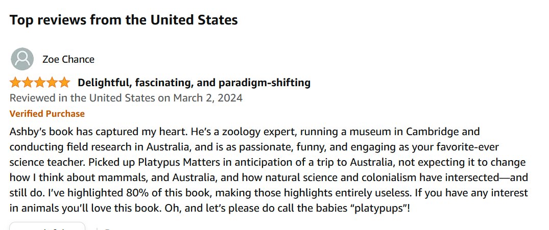 Wowsers. This review for #PlatypusMatters is so incredible that it's even making me want to read it. 😅