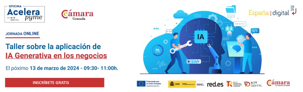 💡¡Descubre GRATIS cómo la IA Generativa puede impulsar tu negocio! Aprende cómo aprovechar esta tecnología para mejorar tus estrategias y alcanzar el éxito.
🗓️13 de marzo-9.30h
🚩<a href="/CCGranada/">Cámara de Granada</a> online
🖊️acortar.link/iUb8MI

#IA #Pymes #Innovación #ChatGPT #Gemini