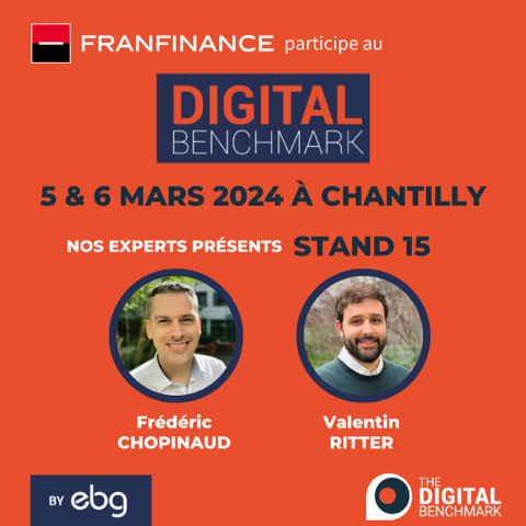 FRANFINANCE's tweet photo. [Salon] Retrouvez à @Digital_BM nos experts, Frederic Chopinaud &amp; Valentin Ritter, qui présenteront les solutions de #financement #Franfinance pour booster les ventes en ligne (crédit long, paiement fractionné, leasing, crédit bail) ! 🌐
RDV 5&amp;6 mars à Chantilly, stand [15]📍 https://t.co/GOAxBWBBlb