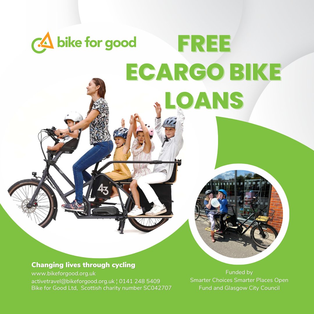 🚲🌿 Experience eco-friendly family adventures with Bike for Good's eCargo Bike Library! Borrow a free eCargo bike from our South or West hub for up to two weeks. 👨‍👩‍👧‍👦 Make school runs, appointments, and shopping trips easier and greener. Learn more at: bikeforgood.org.uk/shop/ecargo-bi…